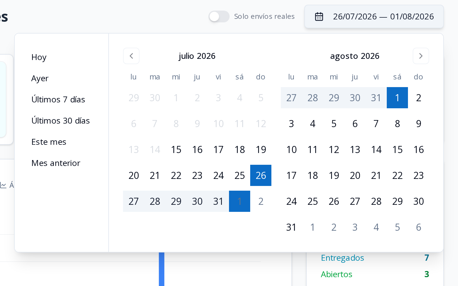 Fidelizador: elegir el rango de fechas
