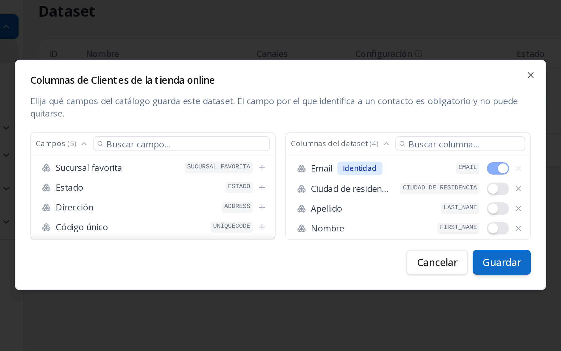 Captura: Las columnas de un dataset
