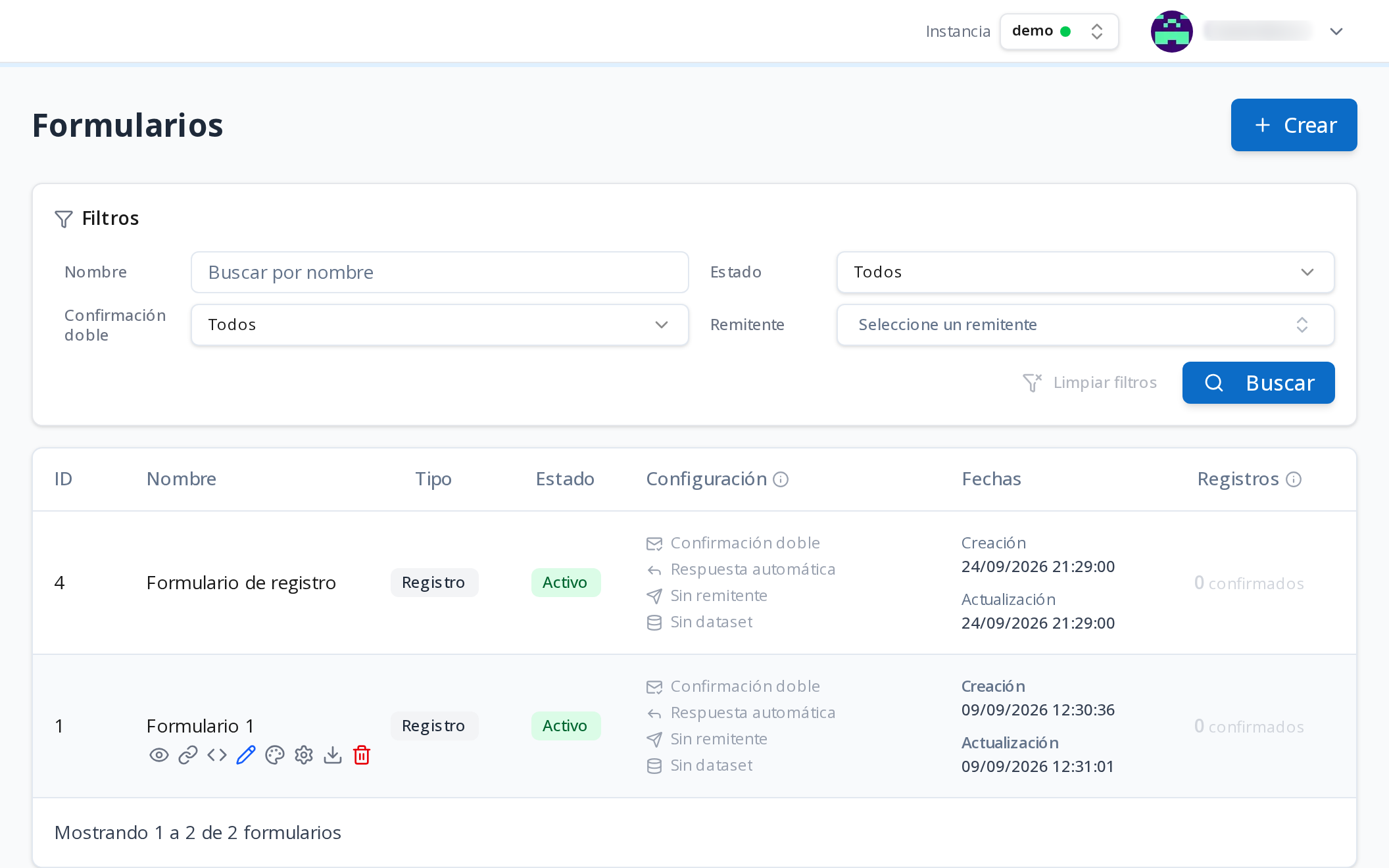 Captura: Filtrar el listado