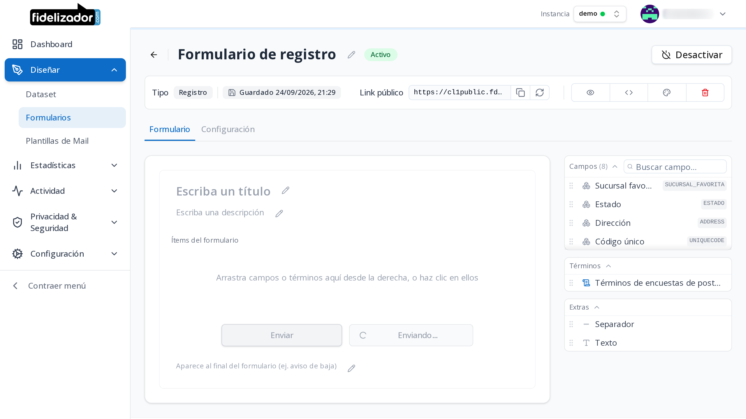 Captura: El editor (el builder)